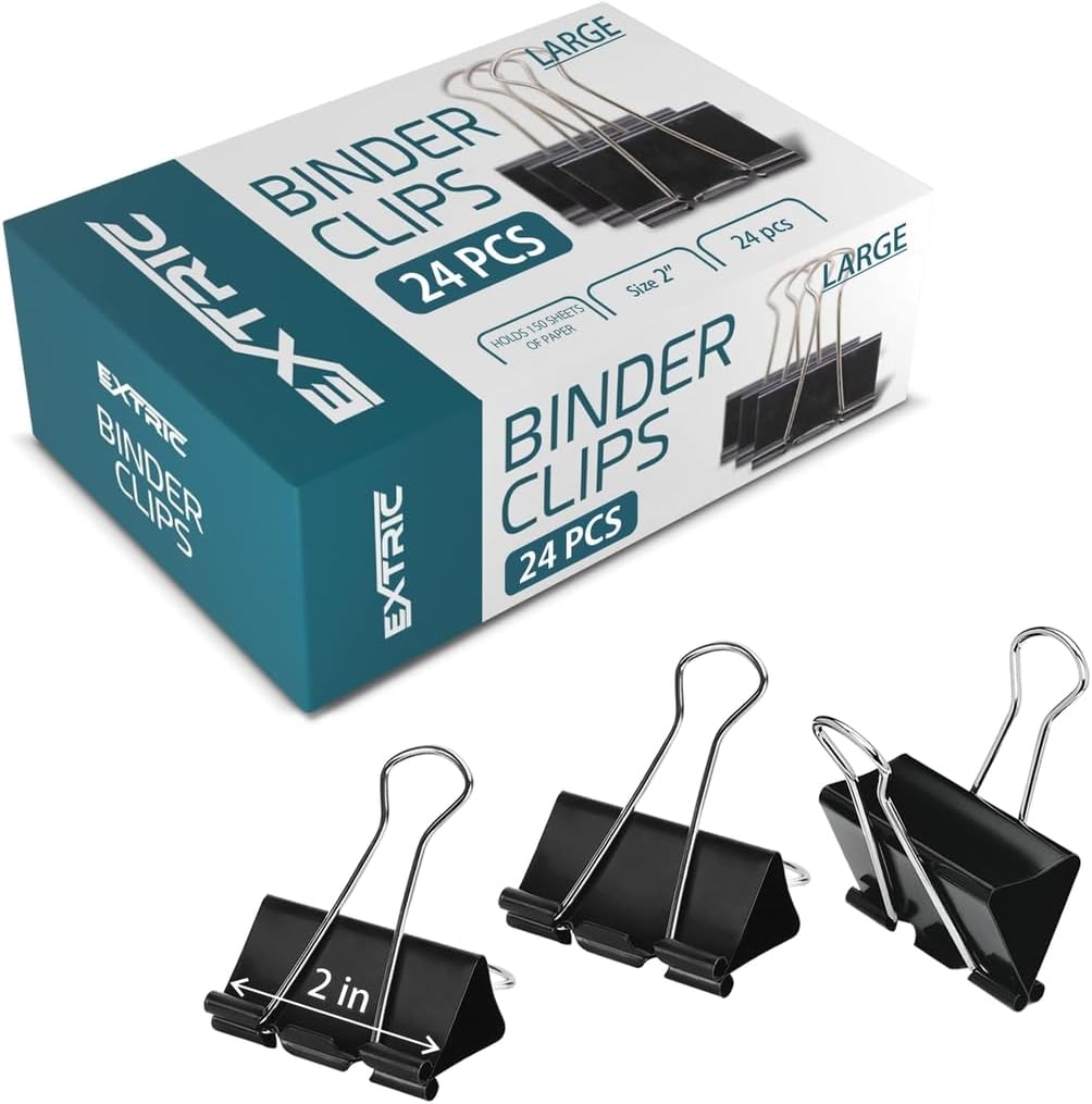 Binder Clips - 48 Small Binder Clips, 0.75 Inch Black Paper Clamps, File Clip for Home, Office and School Supplies - Image 13
