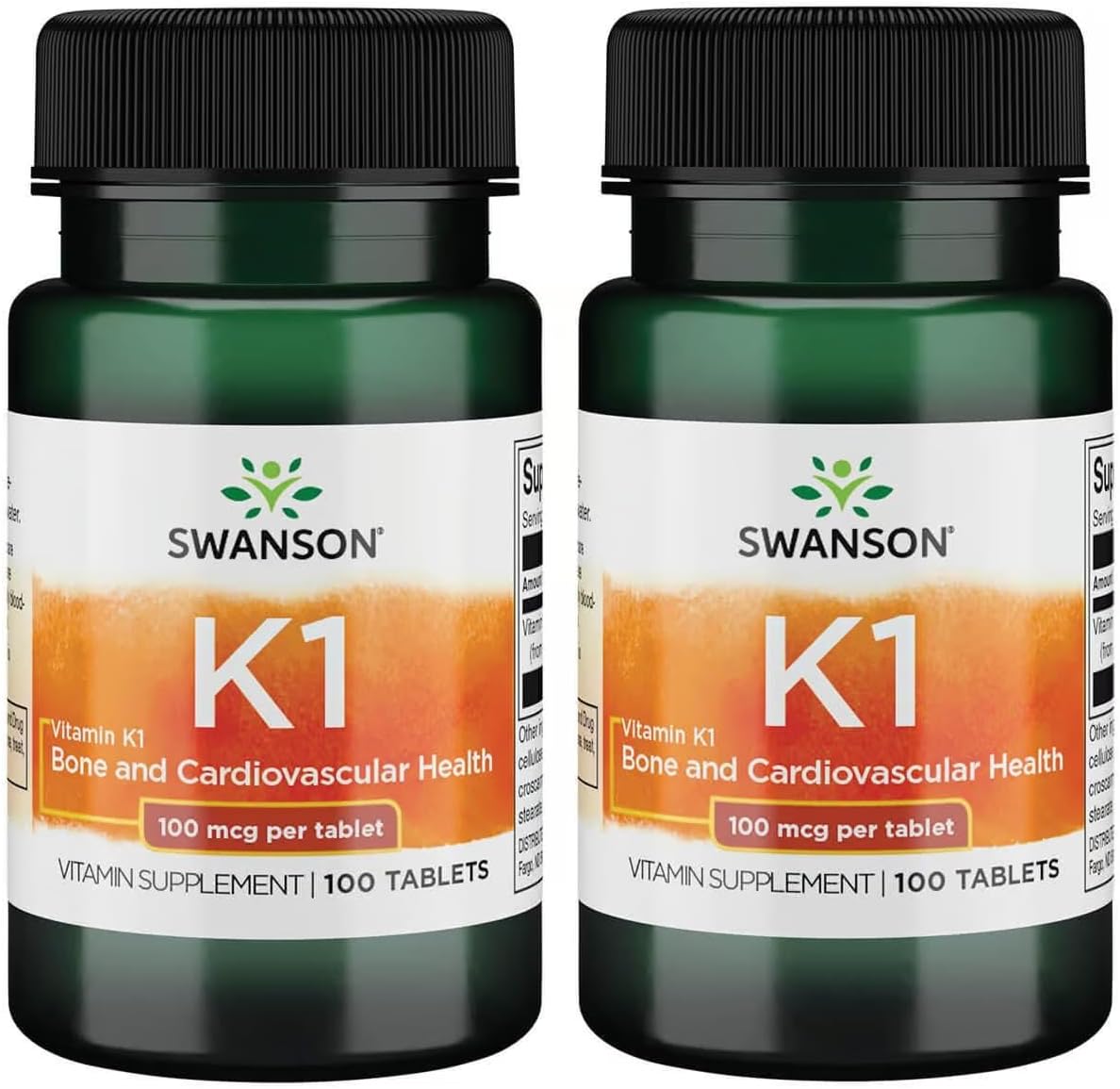 Swanson Vitamin K1 100 mcg two pack front view authentic imported supplement