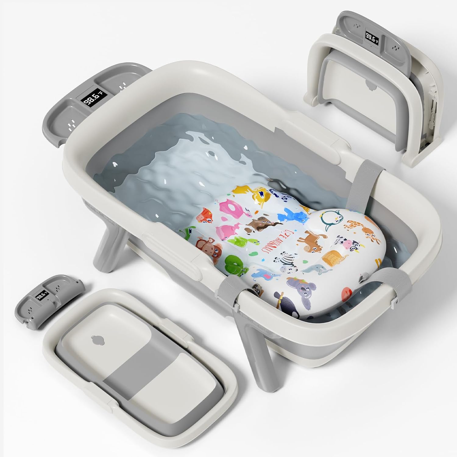 Daoluan collapsible baby bathtub grey front view