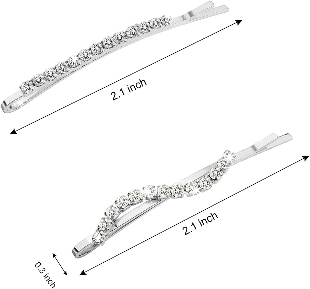 YISSION silver metal hair clips close up detail.