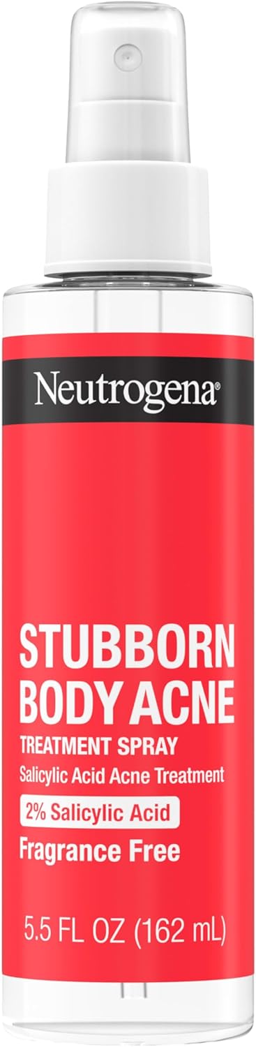Neutrogena Stubborn Body Acne Spray With Salicylic Acid, Fragrance-Free Spray Acne Treatment to Clear & Help Prevent Acne, Ideal for Chest & Back Breakouts, 2% Salicylic Acid, 5.5 fl. oz - Image 1