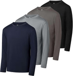 Real Essentials 4 Pack: Boys Youth Dry-Fit Moisture Wicking Active Athletic Performance Long-Sleeve T-Shirt - Image 9