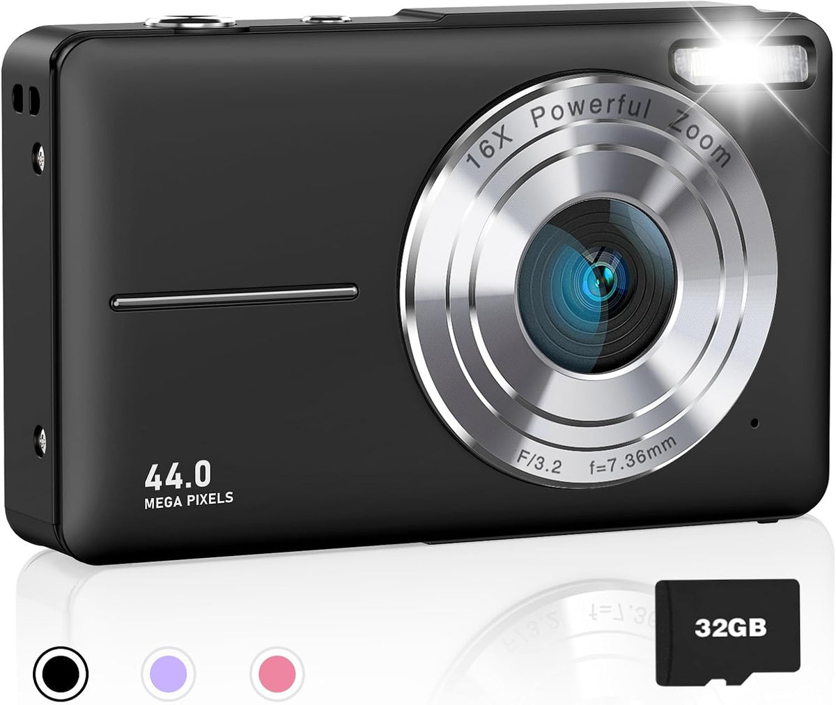 AiTechny digital camera front view in black