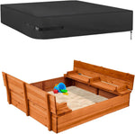 Kasla square sandbox cover front view showing black waterproof fabric