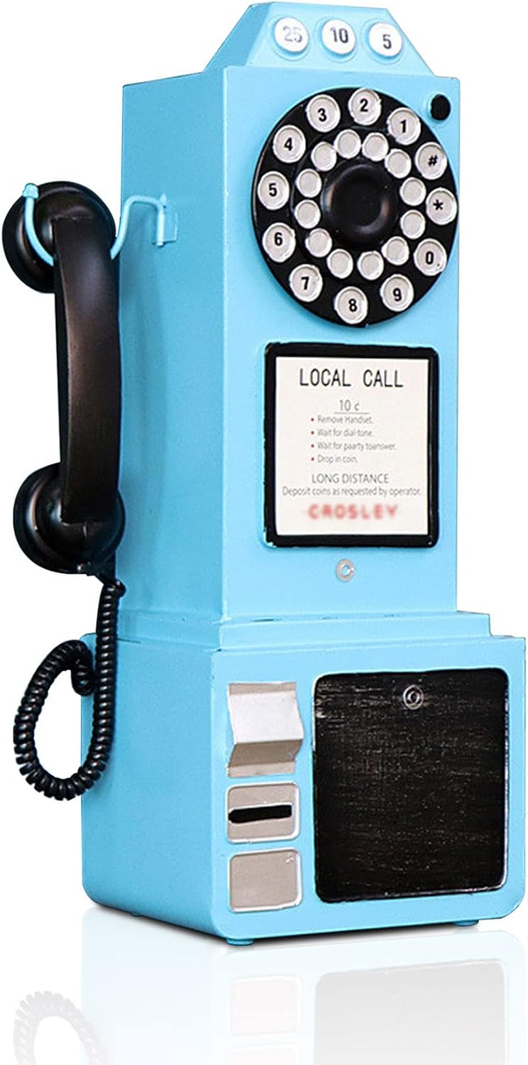 Antique Telephone - Pink Rotary Dial Landline Phone Model Vintage Classic Phone Props Retro Wall Mounted Crafts Ornaments Cafe Bar Window Booth Decoration - 9.8''L x 6.3''W x 19.7''H - Image 12