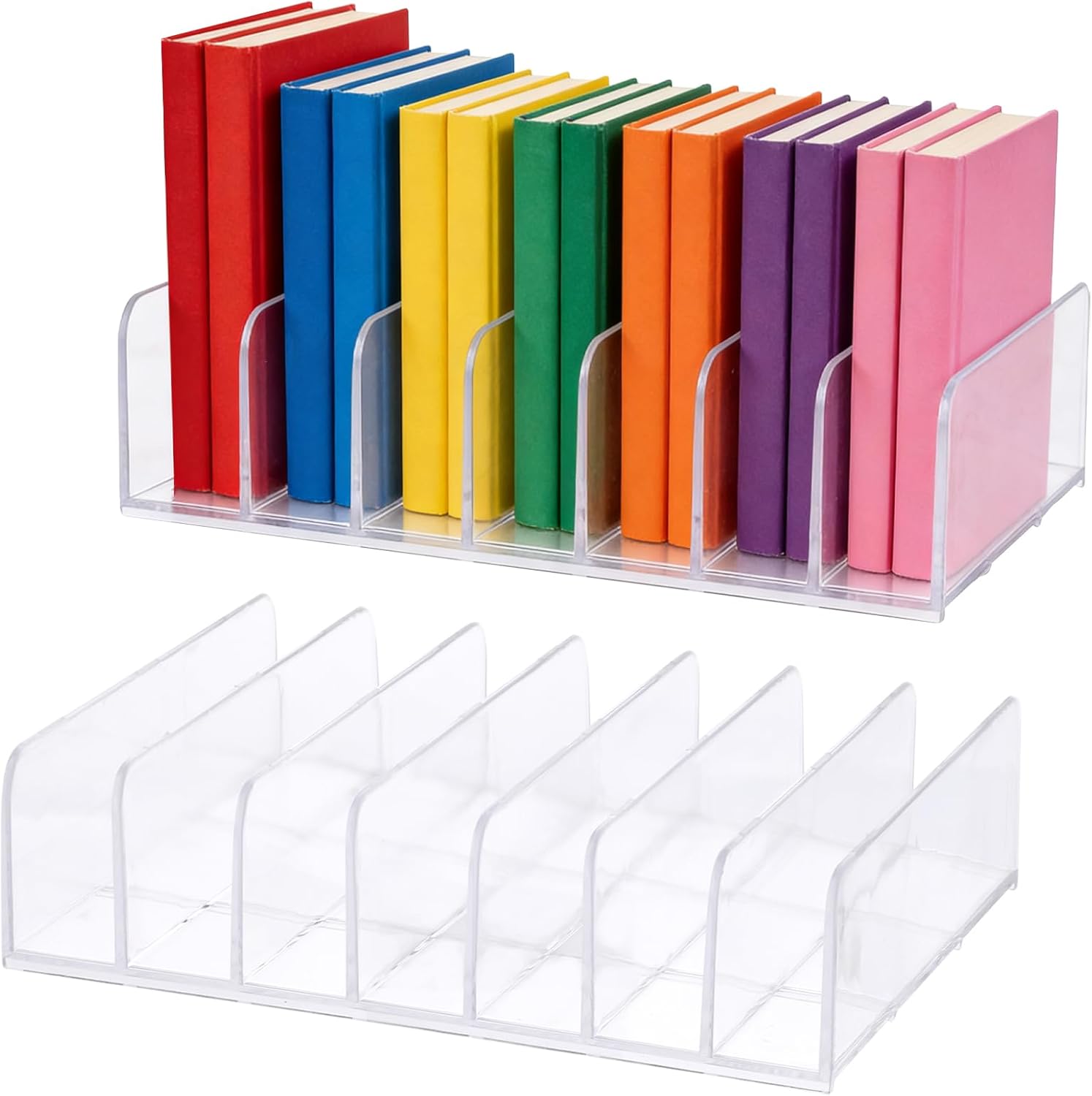 Gabrella clear acrylic CD holder front view showcasing transparent media organization slots.