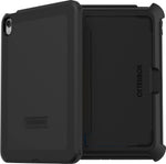 OtterBox Defender Series iPad 10th Gen case front view showing black rugged multi-layer armor shield