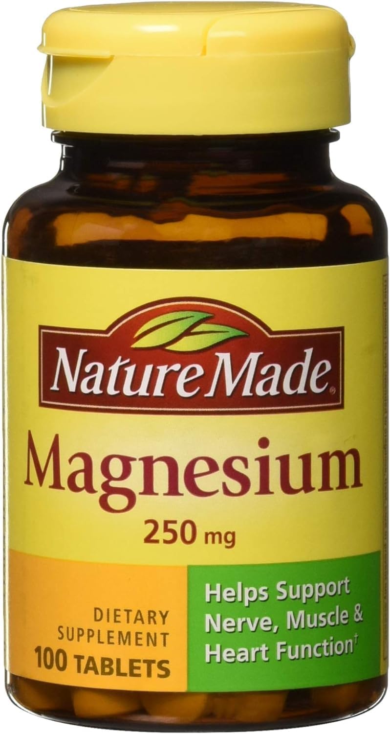 Nature Made magnesium 250 milligrams tablets front view packaging