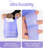 Close up of the vest style tie handles on the pet waste bag