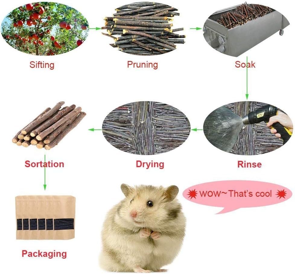 Close up of clean dried apple tree branches for rodent molar toys