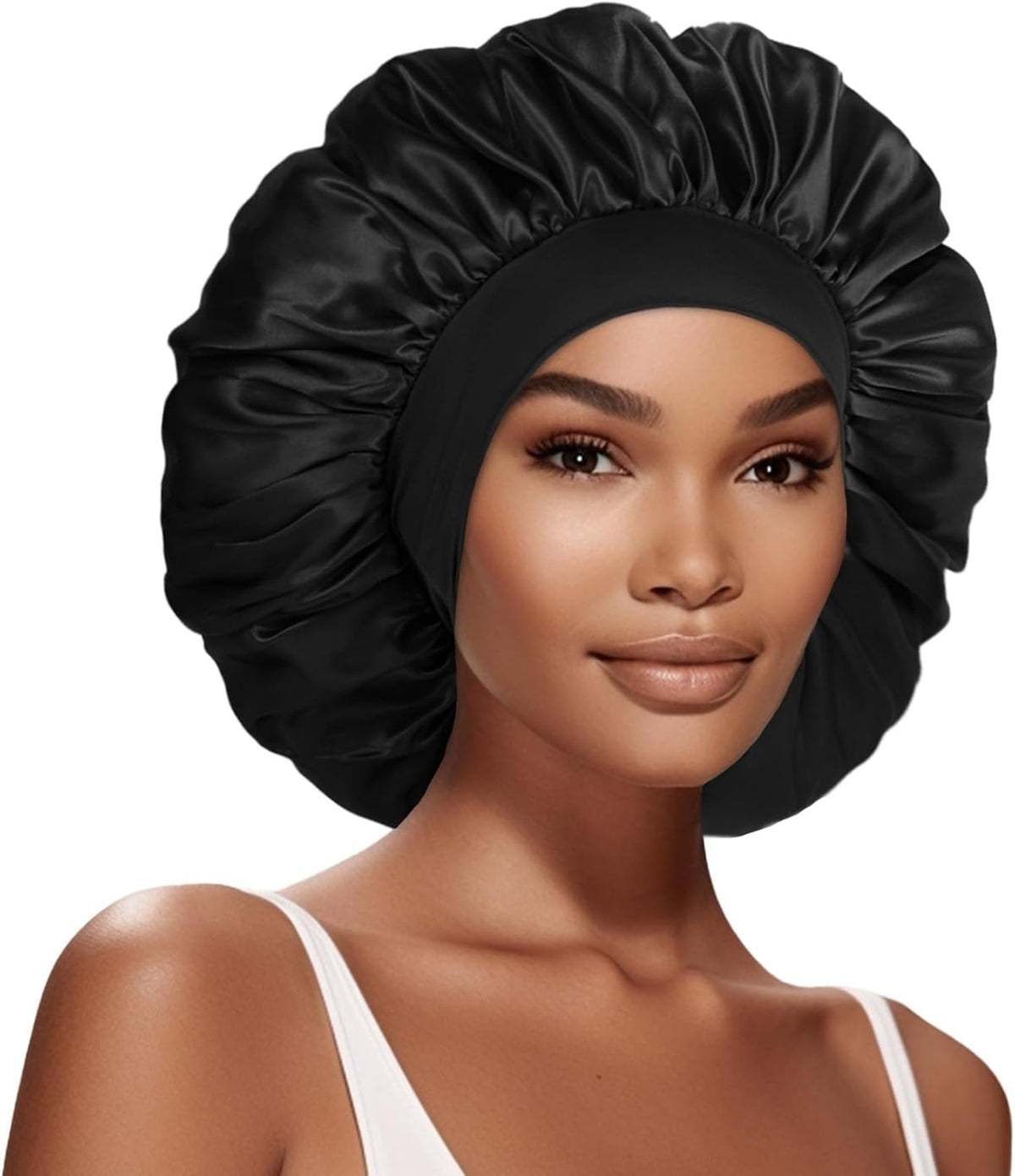 Extra Large Satin Bonnet Hair Cap for Women Men | 17inches, Jumbo Silk Sleep Cap, Wide Elastic Band for Braids Curly Hair Locs, Blue - Image 14