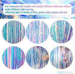 GREATRIL iridescent party streamer panels showing the built in top adhesive strip for easy setup