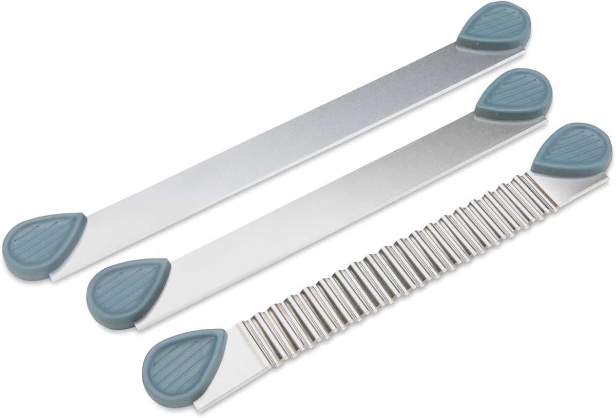 Close up of Sculpey rigid blade slicing polymer clay.