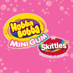 Resealable portable bottle showing forty pieces of bite sized fruit flavored gum