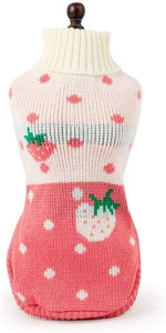 Underbelly view of the medium pink pet clothes demonstrating easy pullover style.