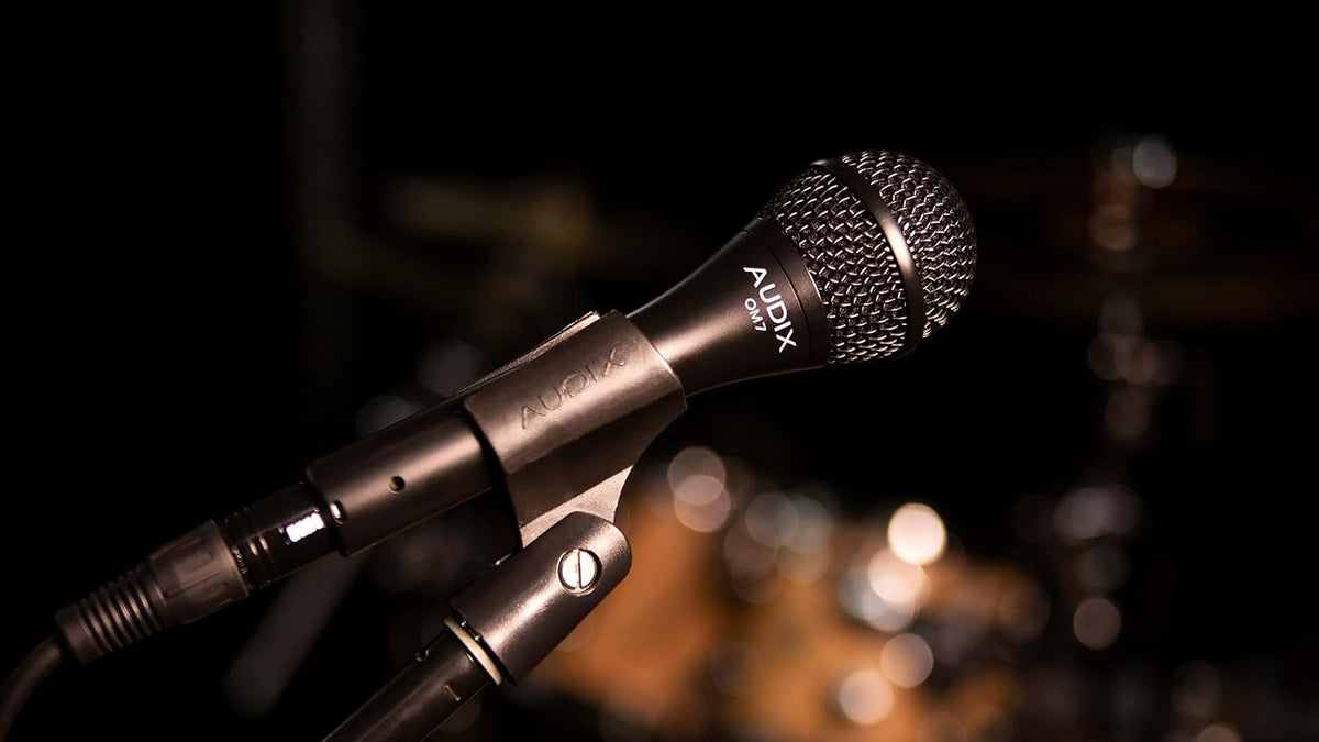 Audix OM7 black vocal microphone capsule and grille close up
