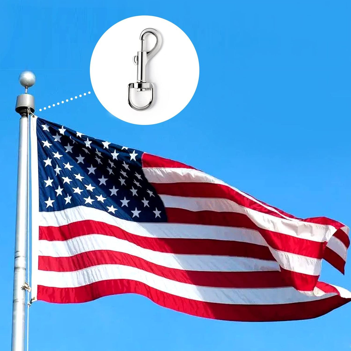 Complete 100ft flagpole rope kit with all included accessories