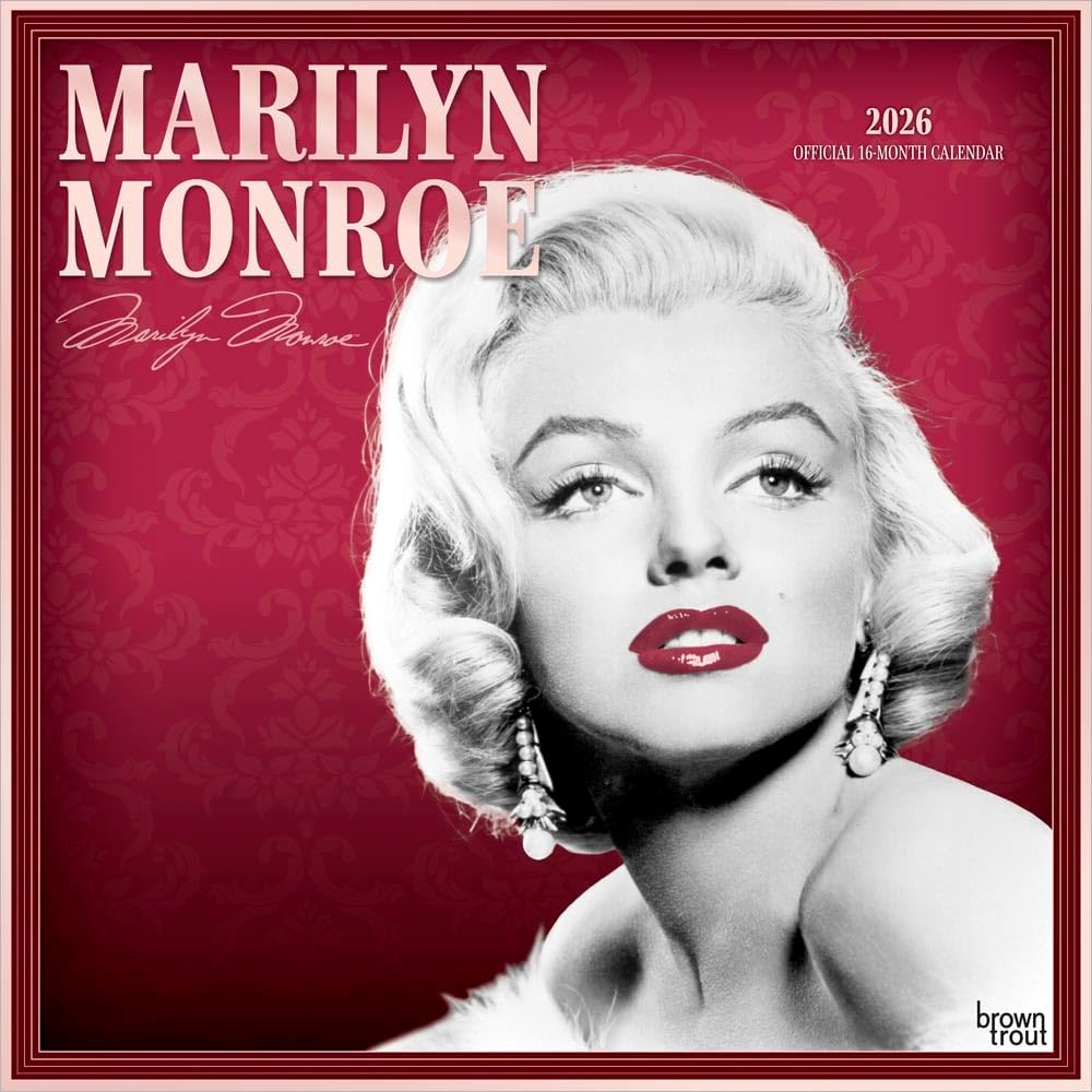 Marilyn Monroe OFFICIAL | 2026 12 x 24 Inch (Hanging) Monthly Square Wall Calendar | Foil Stamped Cover | Plastic-Free | BrownTrout | USA American Actress Celebrity - Image 1