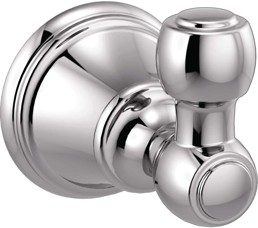 Delta Woodhurst single towel hook front view polished chrome bath hardware