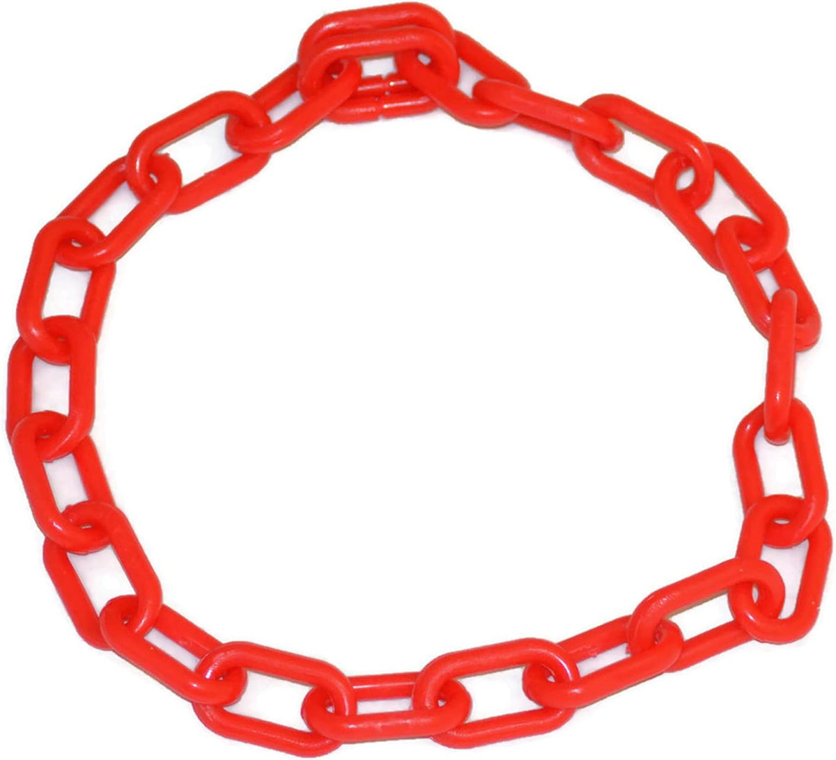 Weather resistant blue plastic livestock collar chain link detail