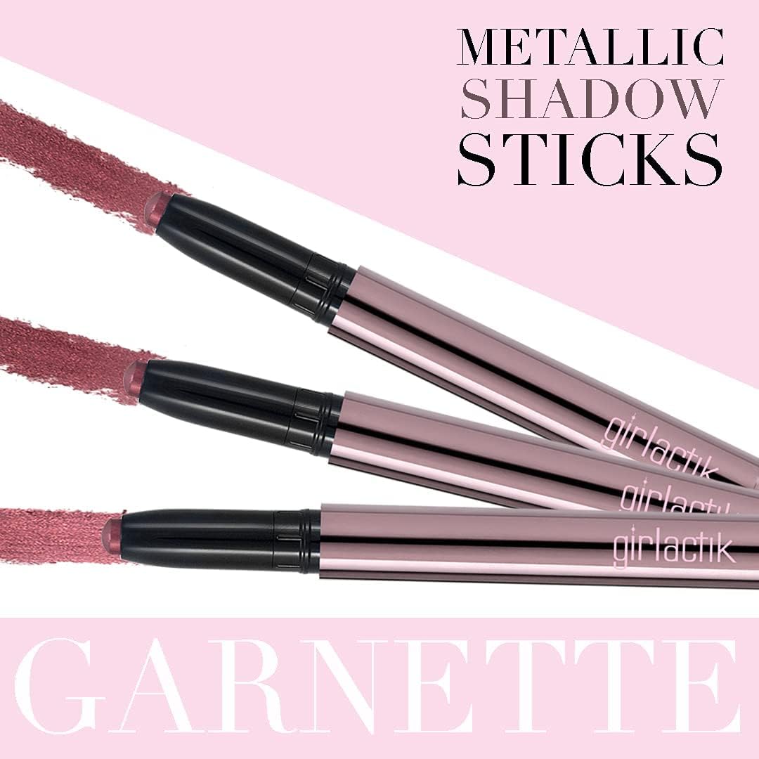 Girlactik Metallic Shadow Stick Garnette packaging and barrel design