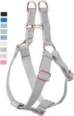 Soft Leather No Pull Dog Harness - Adjustable Step in Dog Harness with Rose Gold Heavy Duty Metal Buckle, Freedom Nylon Dog Halter Vests for Small Medium Large Dogs Easy Walking Training (White,S) - Image 13