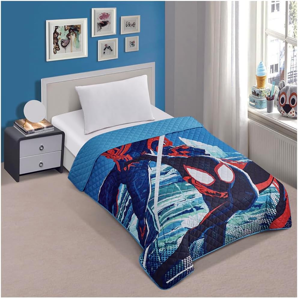 Jay Franco Spiderman Miles Morales twin quilted bedspread front view