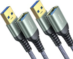 AINOPE USB 3.0 extension cable front view showing grey braided design.