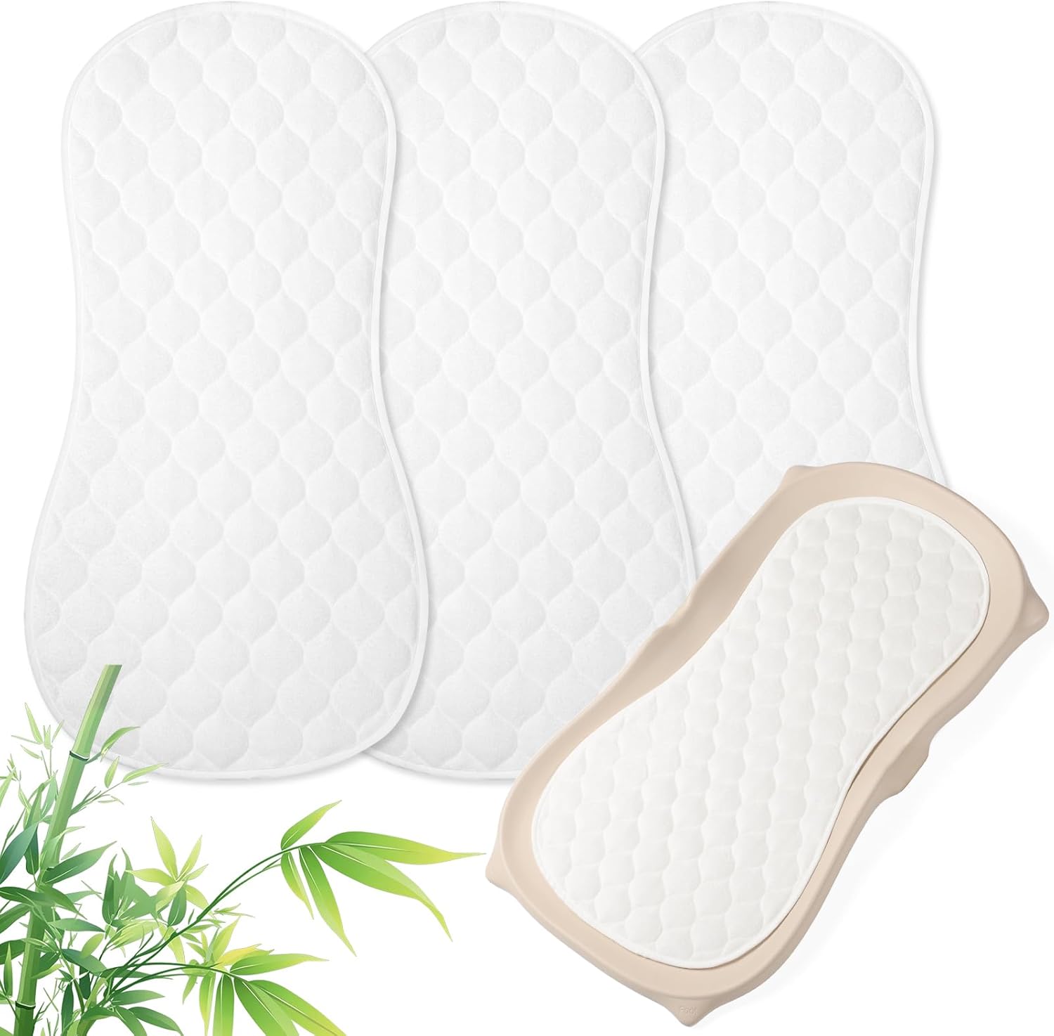 Moonsea quilted thicker baby changing pad liner 3 pack front view