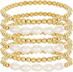 Gold Beaded Bracelets Adjusatable 14K Gold Plated Stackable Bracelets Stretch Bead Ball Bracelet Set for Women 3MM 4MM 6MM 8MM Beads Jewelry - Image 15