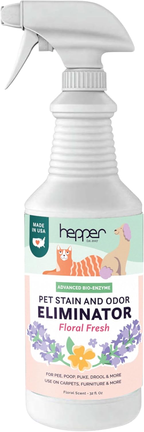 Hepper Advanced Bio-Enzyme Pet Stain & Odor Eliminator Spray - Smell, Stain & Urine Remover for Cats, Dogs & Other Animals - 32oz Spray Safe for the Home - Citrus Splash - Image 10