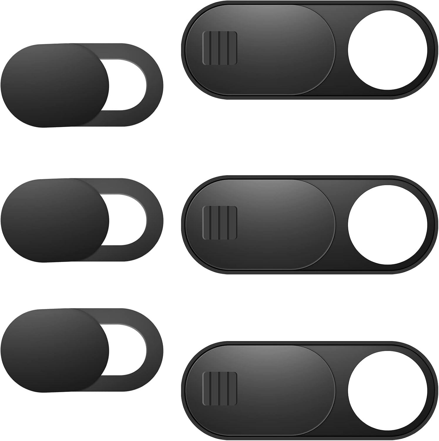 ZUCUCUC laptop camera cover slide 6 pack front view showing premium black privacy blockers