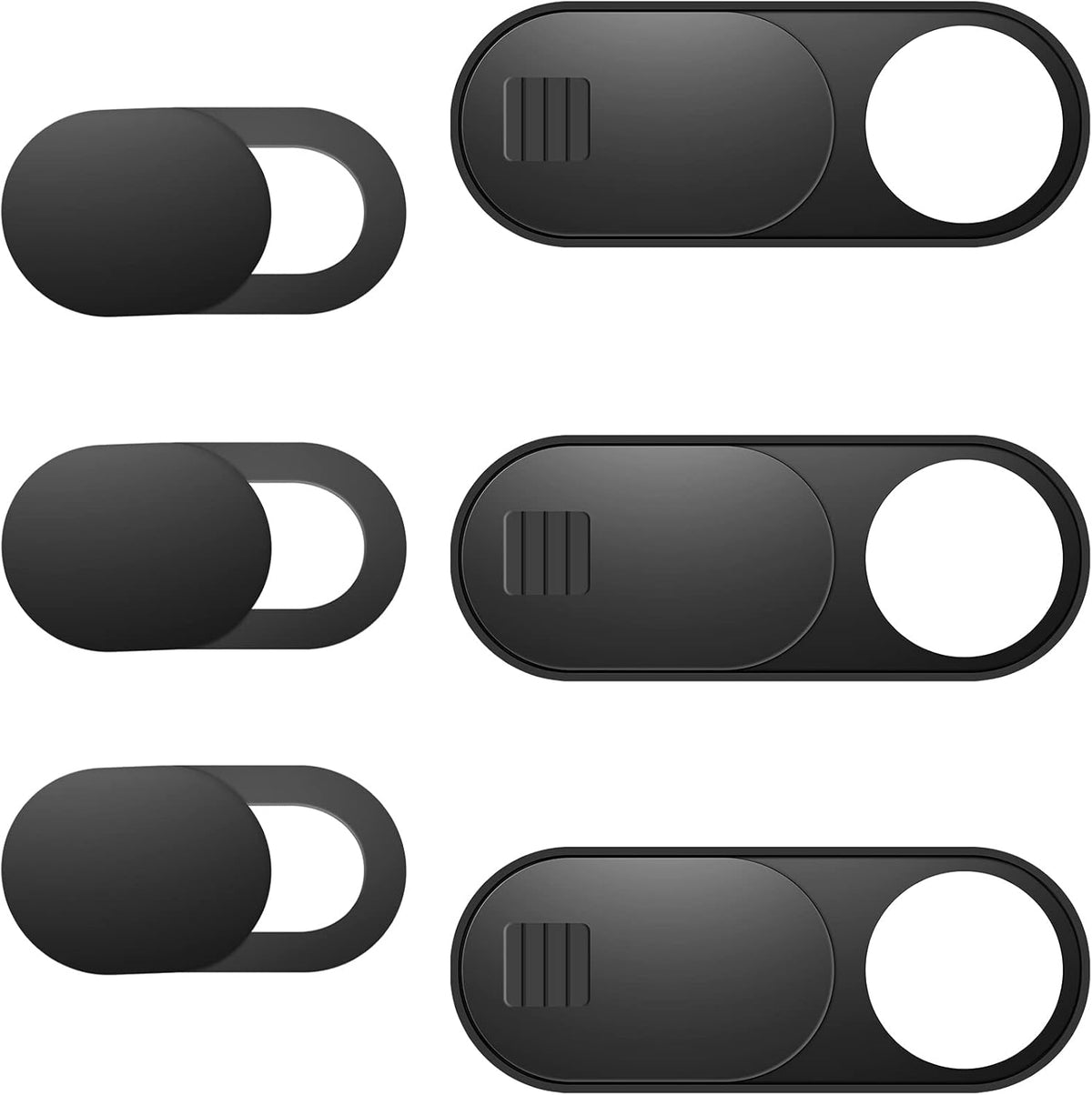 ZUCUCUC laptop camera cover slide 6 pack front view showing premium black privacy blockers