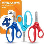 Fiskars 5-inch blunt-tip kids scissors 3-pack front view