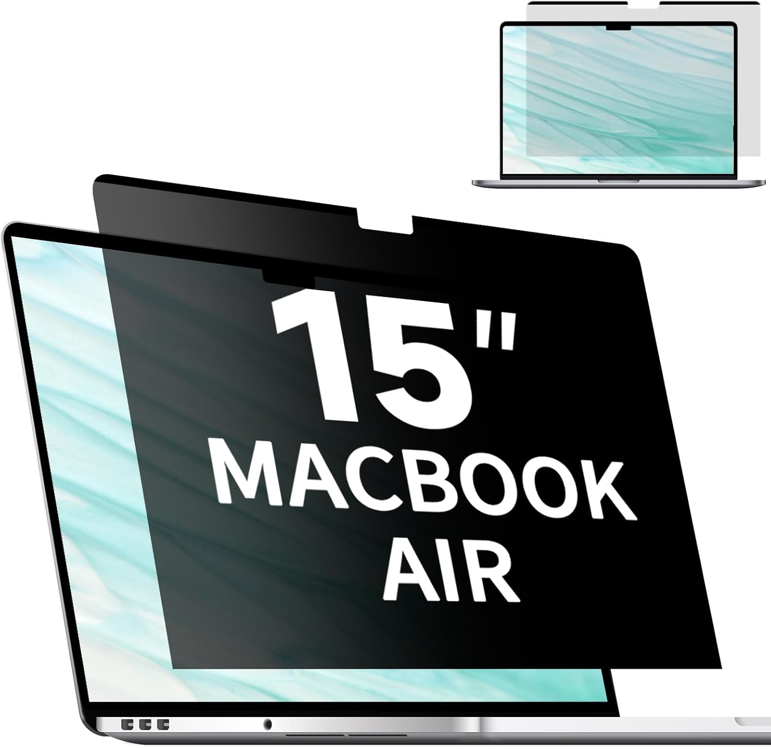 Antogoo V Magnetic Privacy Screen attached to a MacBook Air 15 inch