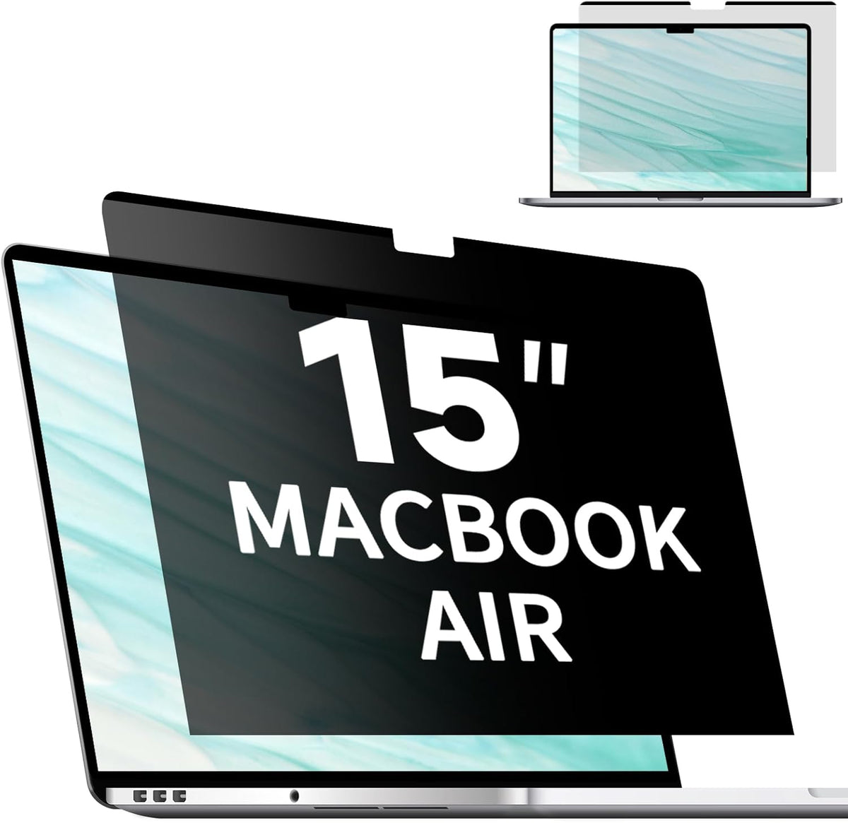 Antogoo V Magnetic Privacy Screen attached to a MacBook Air 15 inch