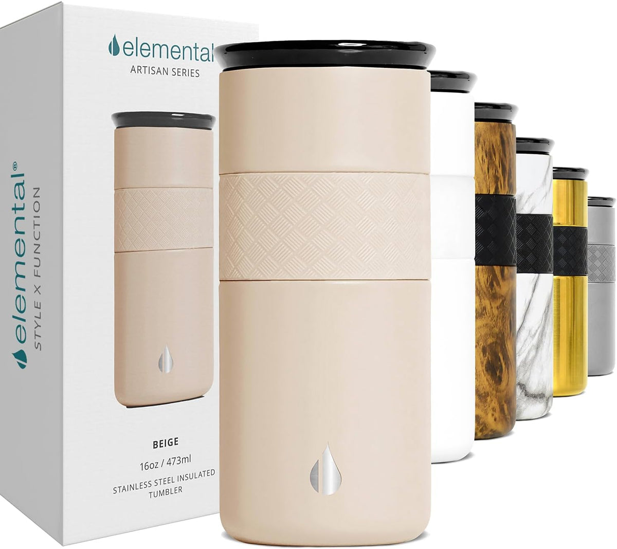 Elemental Artisan Insulated Tumbler, Triple Wall Coffee Travel Mug, Reusable Stainless Steel Coffee Tumbler with Ceramic Lid, Thermal Coffee Cups for Hot (6 Hrs) & Cold (18 Hrs), 16oz - Graphite - Image 11