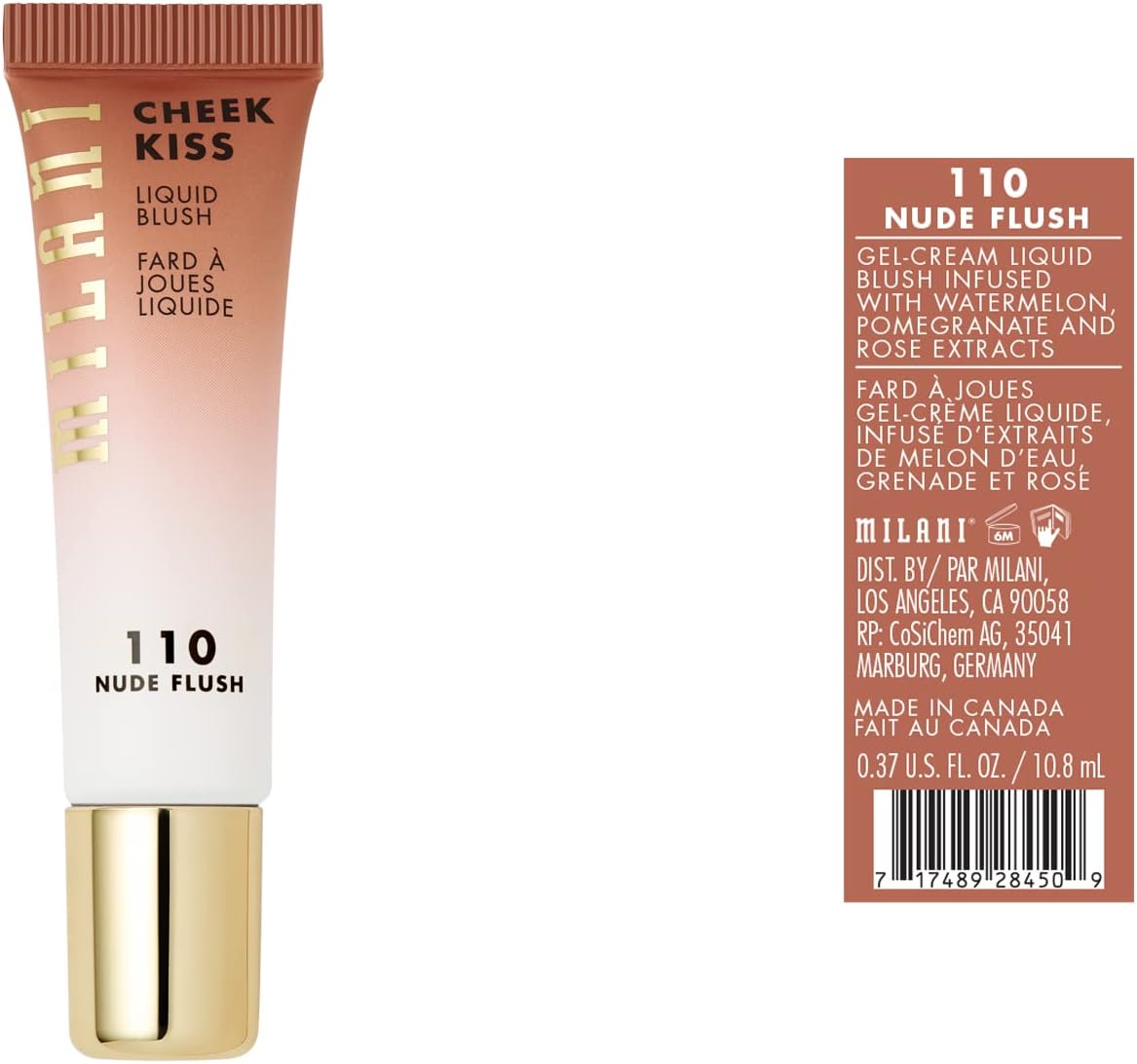 Milani Cheek Kiss Liquid Blush texture swatch on skin