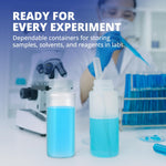 United Scientific laboratory bottles close up