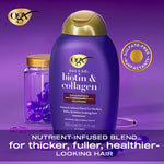 OGX shampoo bottle back label with ingredient details