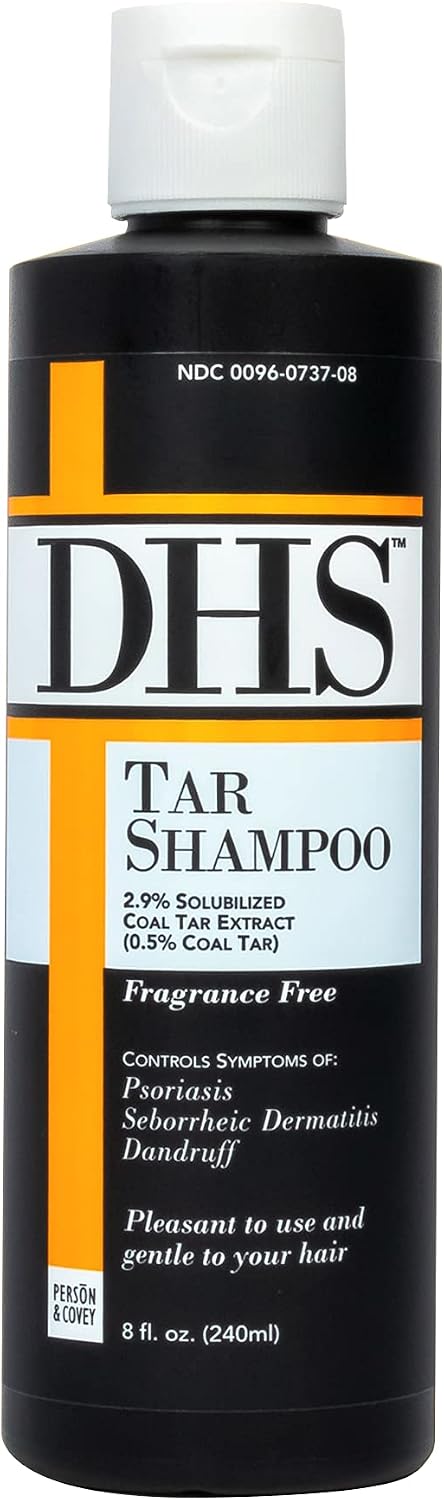 Person And Covey DHS Tar Shampoo front view bottle and packaging