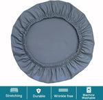 Elastic band stretch detail on the bottom of round stool cover