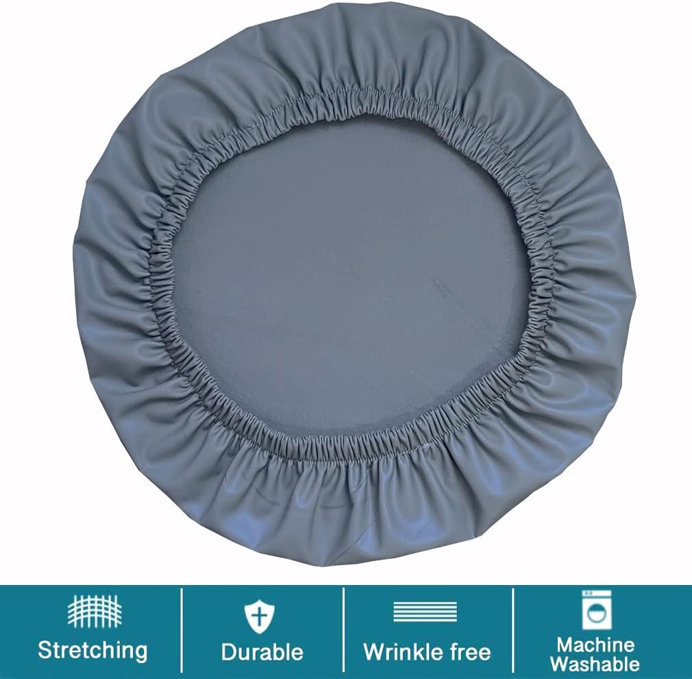 Elastic band stretch detail on the bottom of round stool cover