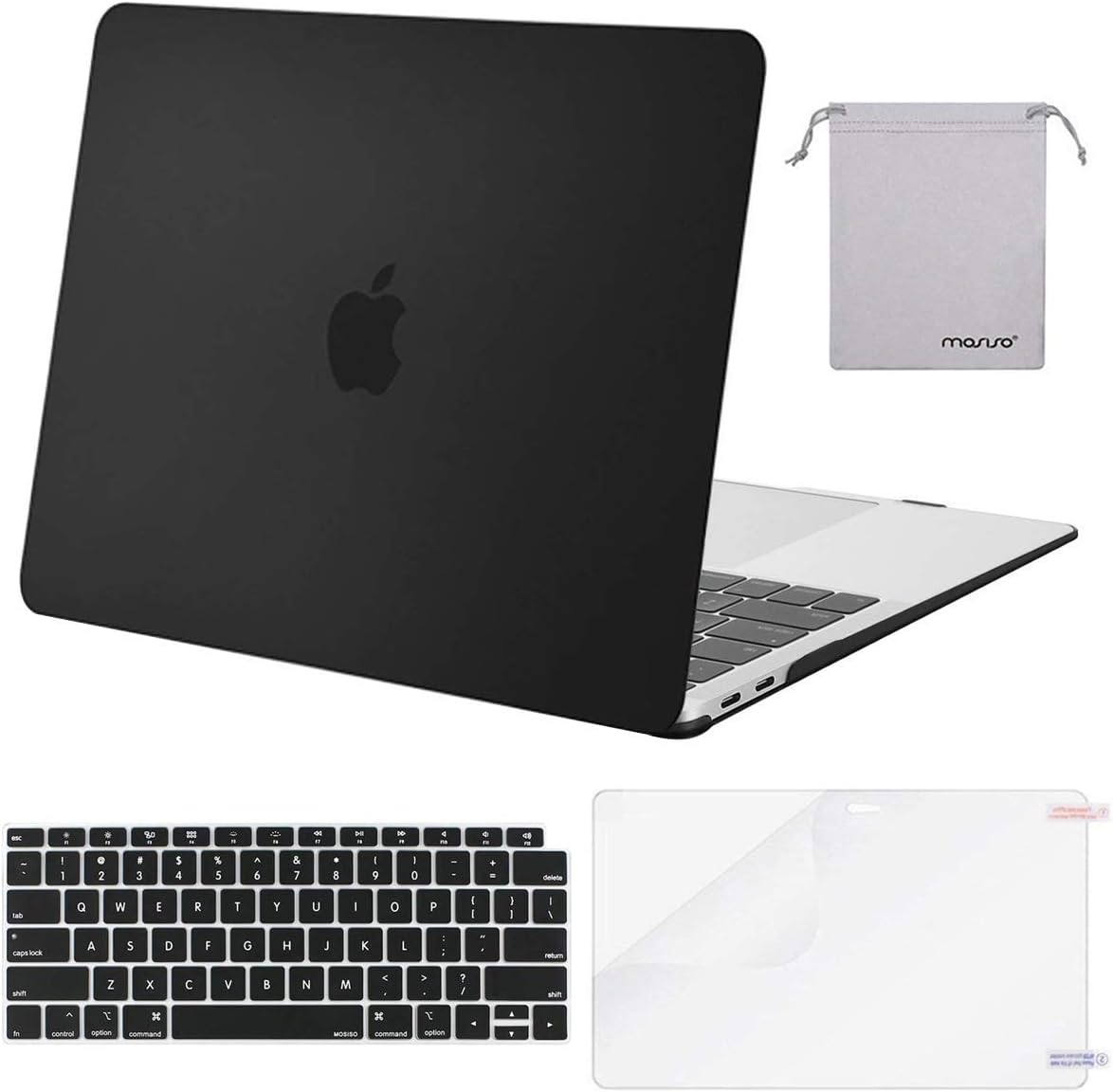 MOSISO MacBook Air 13 inch hardshell case in matte black front view