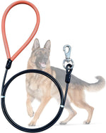 Mi Metty heavy duty dog leash front view showing the black wire rope and silicone handle.