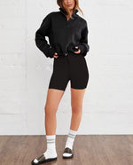 Infitty long sleeve crop top displaying kangaroo pocket