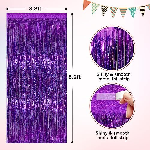 Close up view of the shimmering purple PET foil material showcasing the glossy metallic texture.