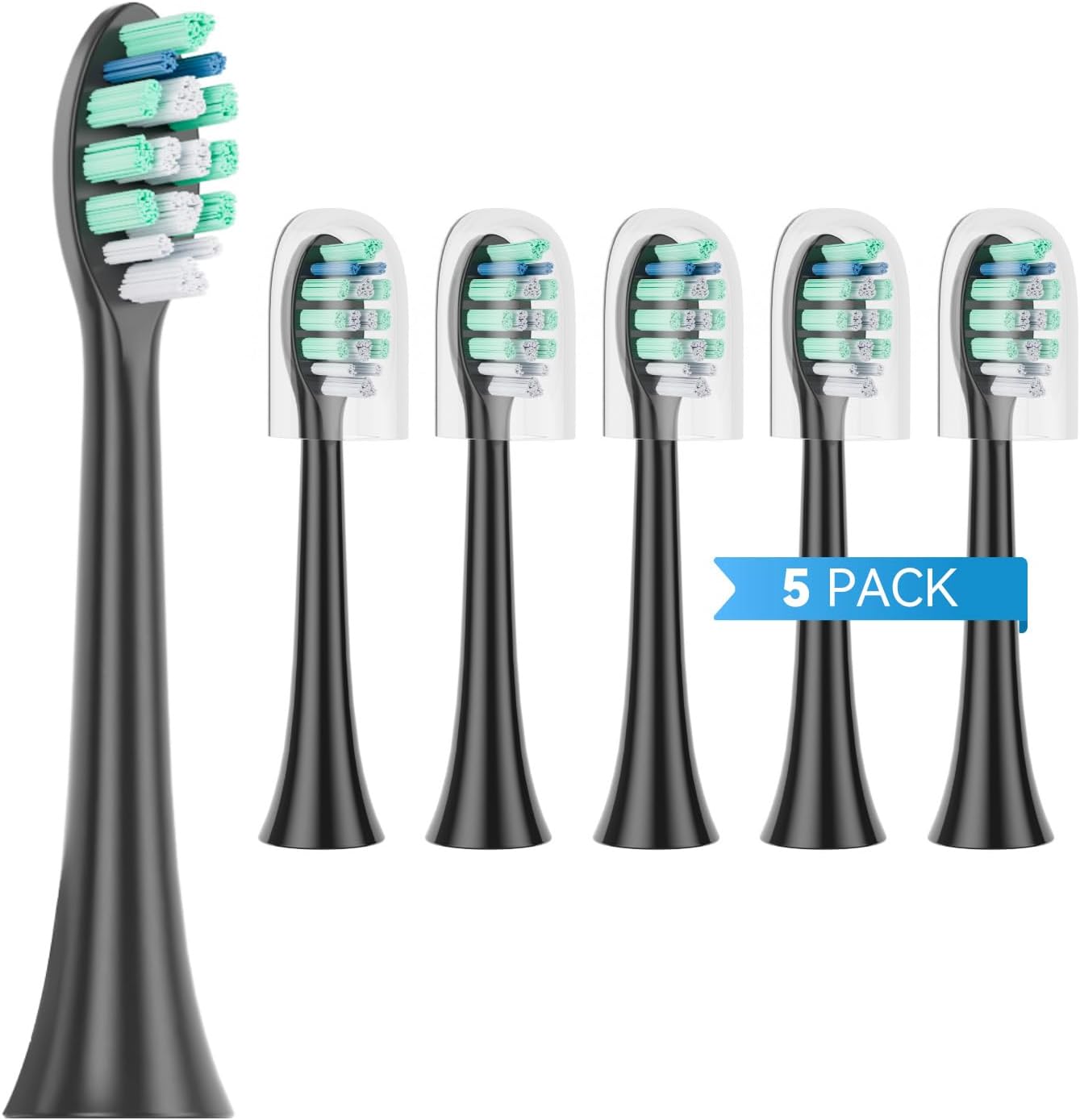 HEYAXA 2411WF replacement toothbrush heads front view five pack