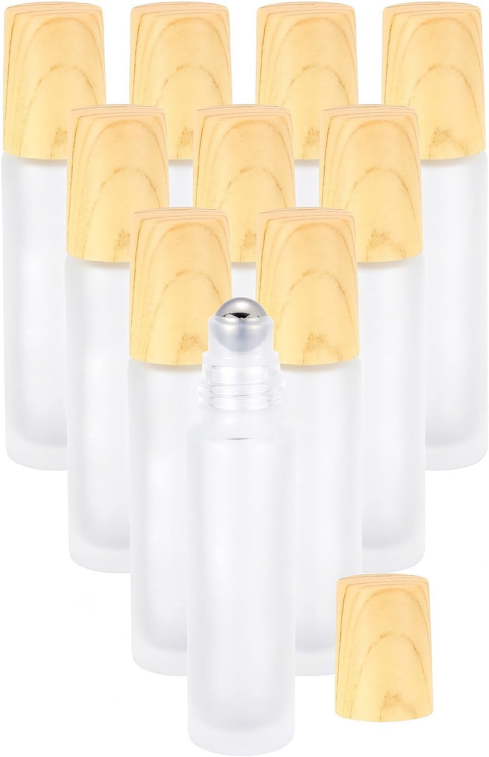 Kesell 10Pcs 10ml Frosted Glass Roll On Bottles | Refillable & Leak-Proof Travel Size, Stainless Steel Rollerball, Plastic Lid, for Essential Oils, Perfume, Blue - Image 9