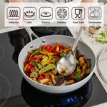 Double riveted stainless steel handle on the forged aluminum wok